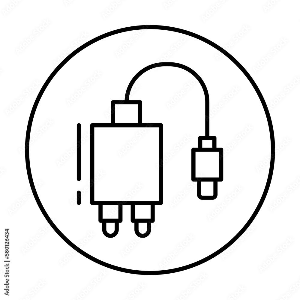 Poster charger, connector icon. simple line, outline elements of connectors and cables icons for ui and ux,