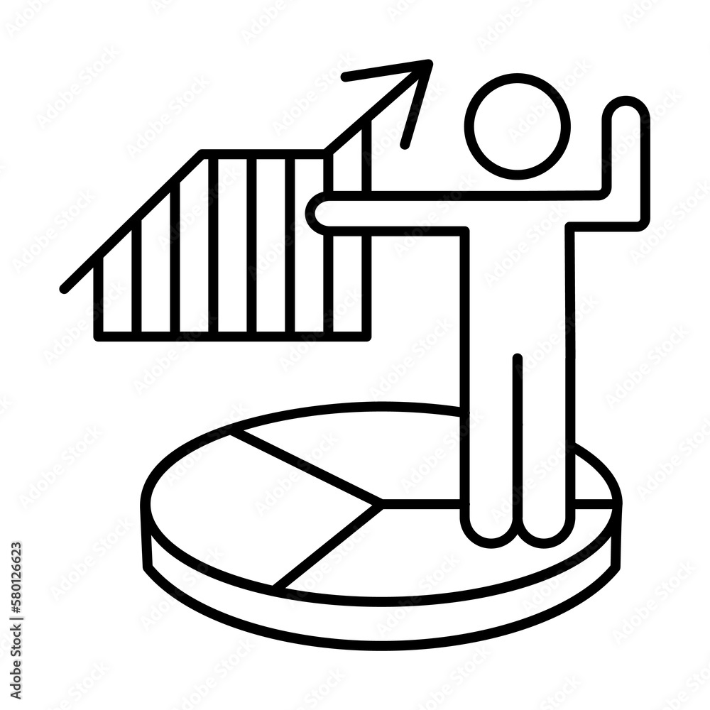 Poster man success development growth icon. element of consumer behavior line icon on white background