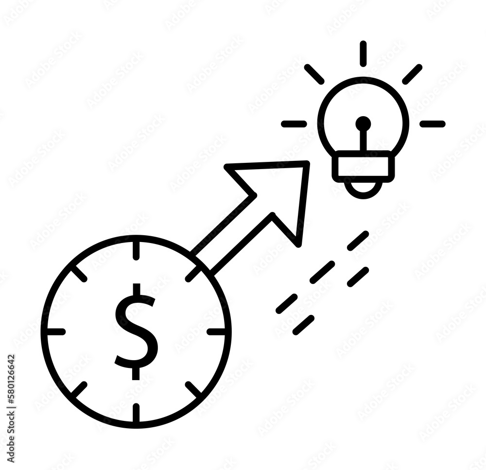 Poster ideal dollar time behavior icon. element of consumer behavior line icon on white background