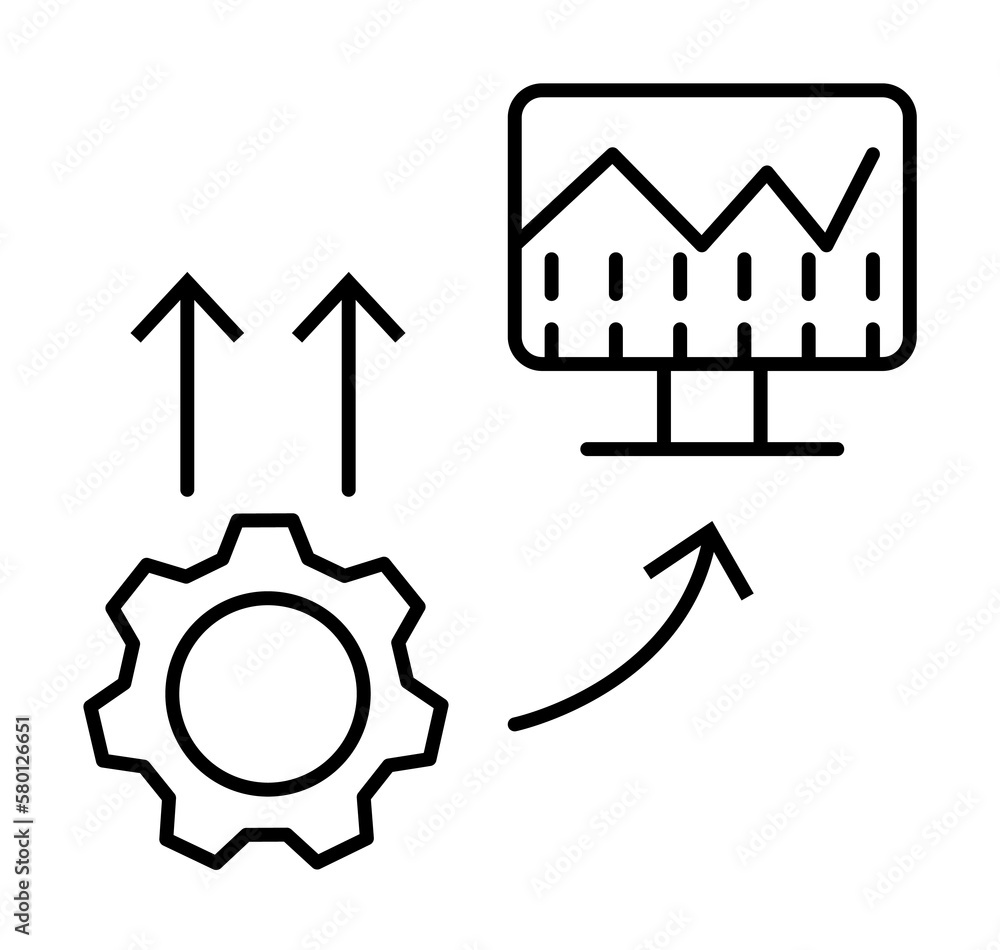 Aufkleber gear computers demand icon. element of consumer behavior line icon on white background