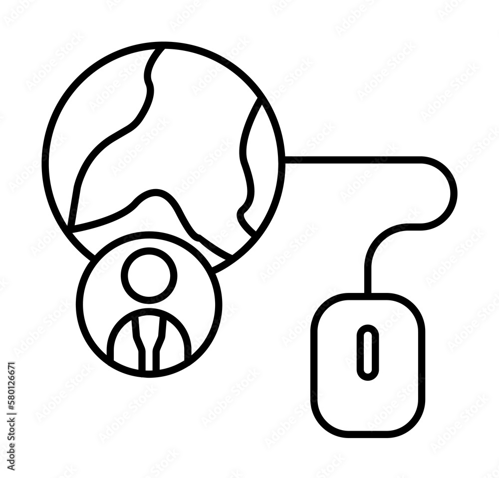 Poster web global consumer user icon. element of consumer behavior line icon on white background