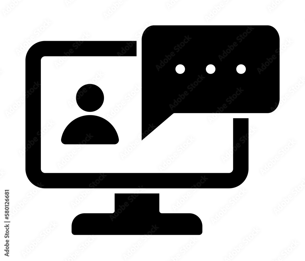 Poster computer user chat icon. simple connection sign icons for ui and ux, website or mobile application o