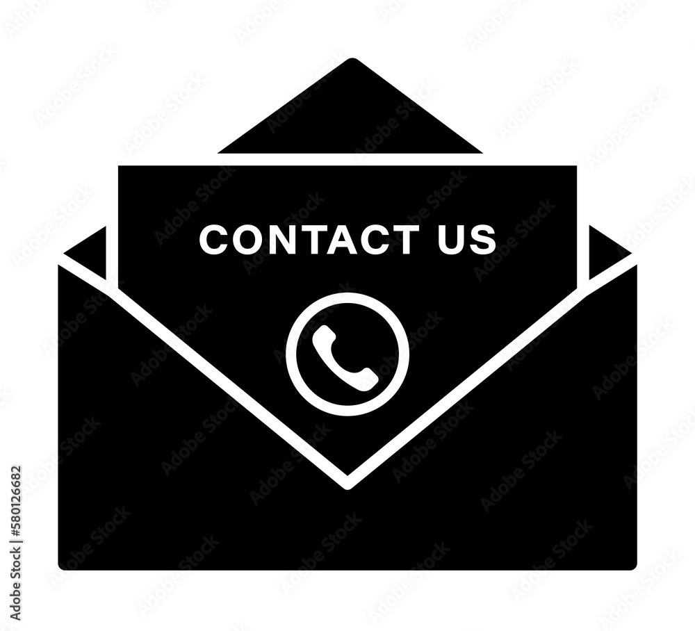 Poster letter contact us call icon. simple connection sign icons for ui and ux, website or mobile applicati