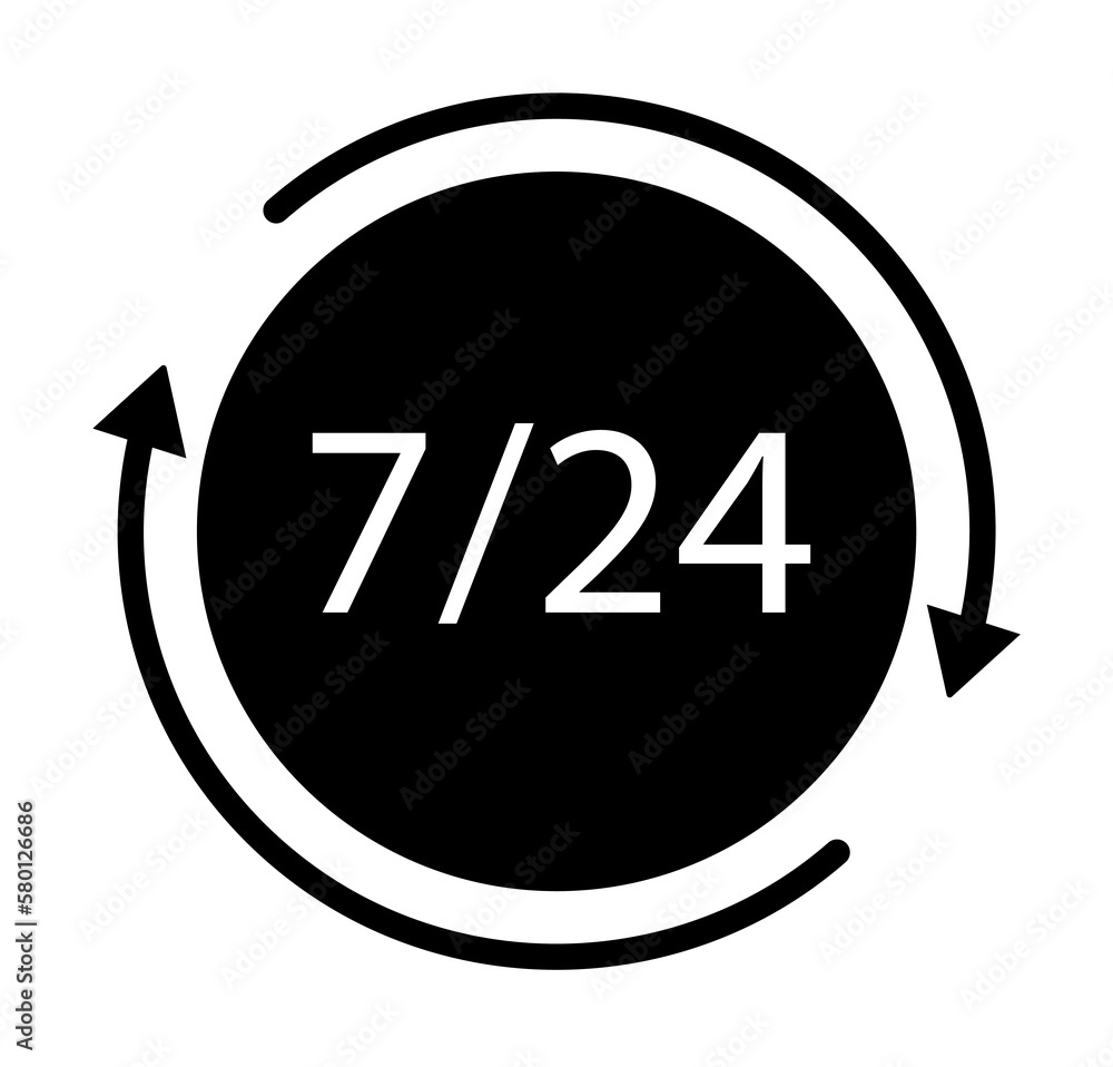 Poster 7/24 circle arrow icon. simple connection sign icons for ui and ux, website or mobile application on