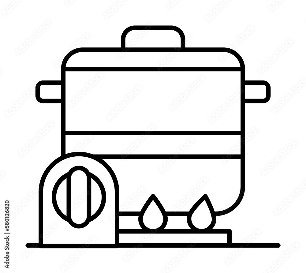 Poster pan stove timer icon. simple line, outline cooking icons for ui and ux, website or mobile applicatio