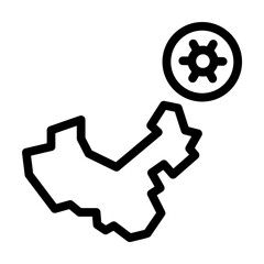 China, map, coronavirus icon. Simple line, outline elements of viral pandemic icons for ui and ux, website or mobile application on white background