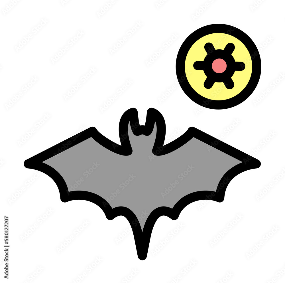 Poster bat, coronavirus icon. simple color with outline elements of viral pandemic icons for ui and ux, web