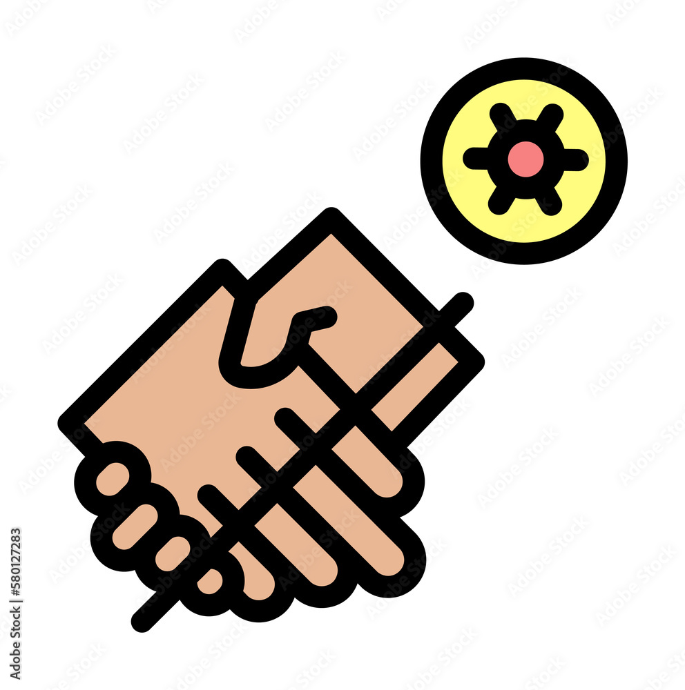 Poster hand shaking, coronavirus icon. simple color with outline elements of viral pandemic icons for ui an