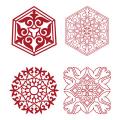 Islamic ornament vector, persian motiff. Asian floral designs. Abstract Asian elements of the national pattern of the ancient nomads of the Kazakhs, Kyrgyz, Mongols, Tatars, Uzbeks, Tajiks and other