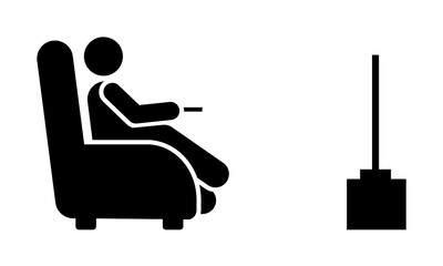 Man, relax, chair, tv icon. Element of daily routine pictogram icon on white background