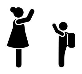 Mother, child, good bye, school icon. Element of daily routine pictogram icon on white background