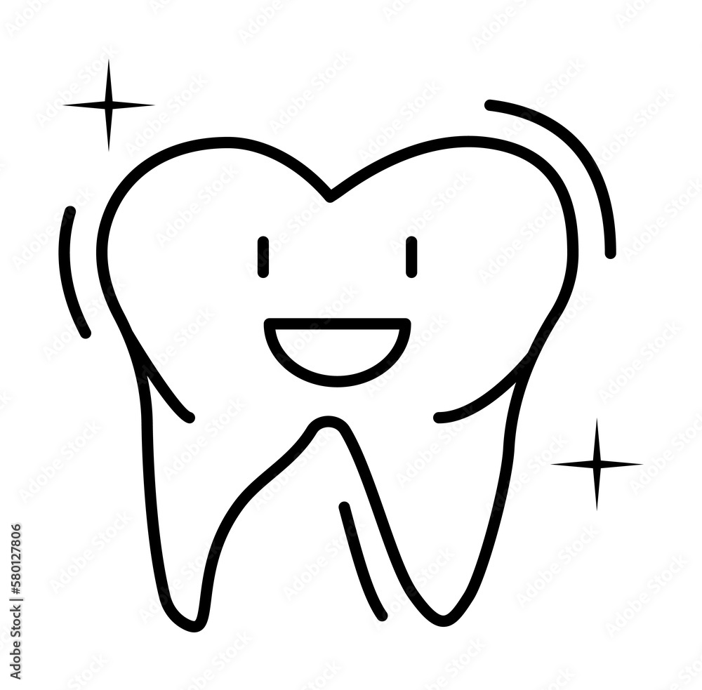 Aufkleber cleaned tooth happy icon. simple line, outline of dentistry icons for ui and ux, website or mobile a