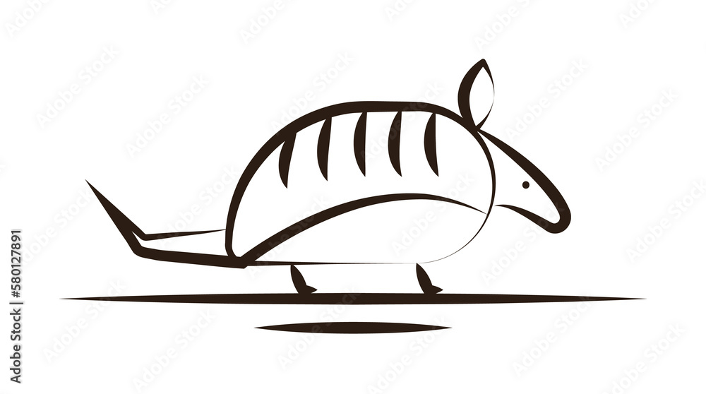 Poster armadillo desert animal icon. element of desert icon for mobile concept and web apps. hand draw arma