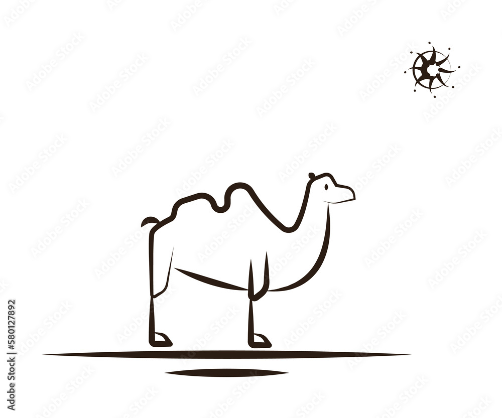 Poster camel, desert icon. element of desert icon for mobile concept and web apps. hand draw camel, desert 