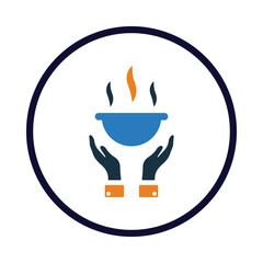 cooker, hand, frying pan, cooker on hand icon