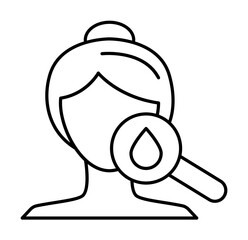 Woman skin drop moistening icon. Simple line, outline of dermatology icons for ui and ux, website or mobile application on white background
