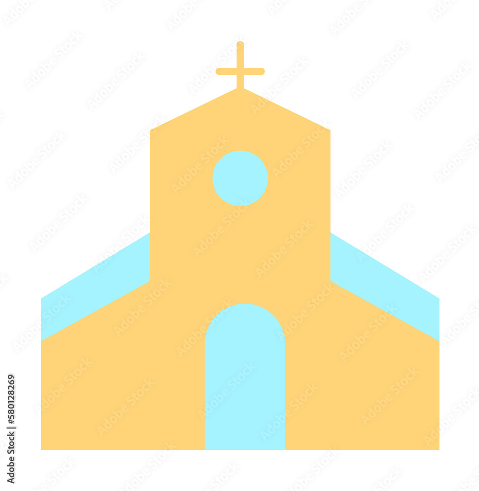 Poster church building color icon. simple color elements of religious holiday for ui and ux, website or mob