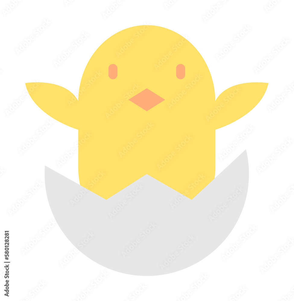 Poster egg chick color icon. simple color elements of religious holiday for ui and ux, website or mobile ap