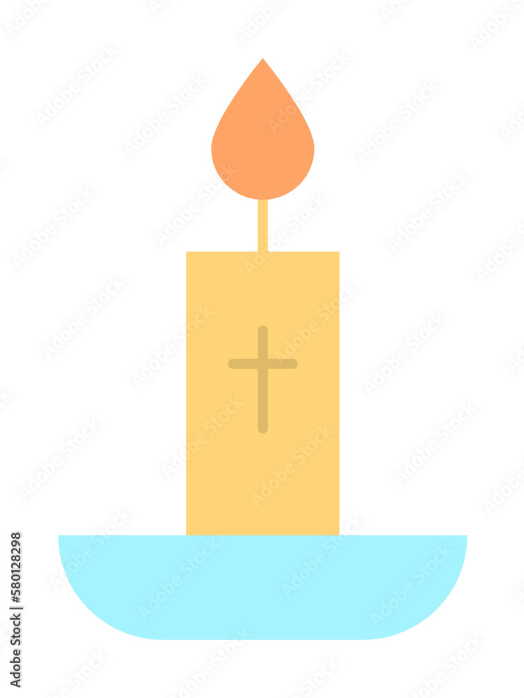 Poster candle cross color icon. simple color elements of religious holiday for ui and ux, website or mobile