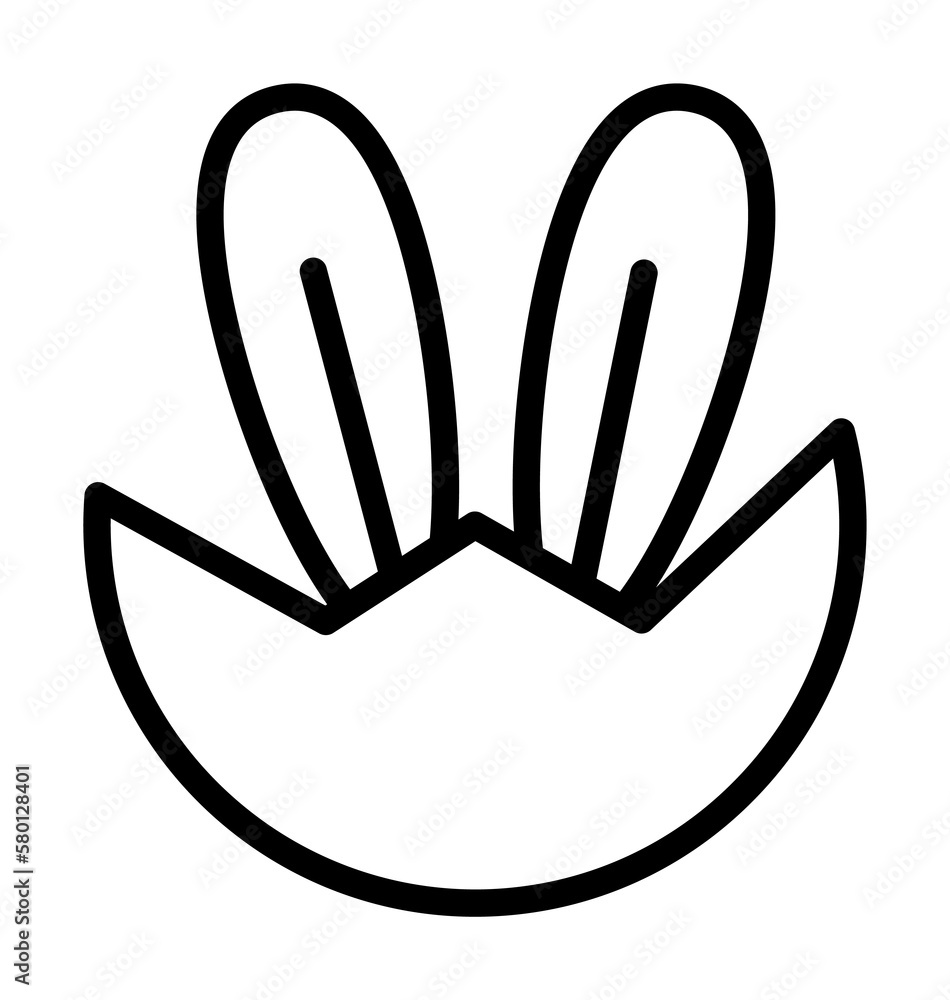 Poster rabbit egg ear icon. simple line elements of religious holiday for ui and ux, website or mobile appl