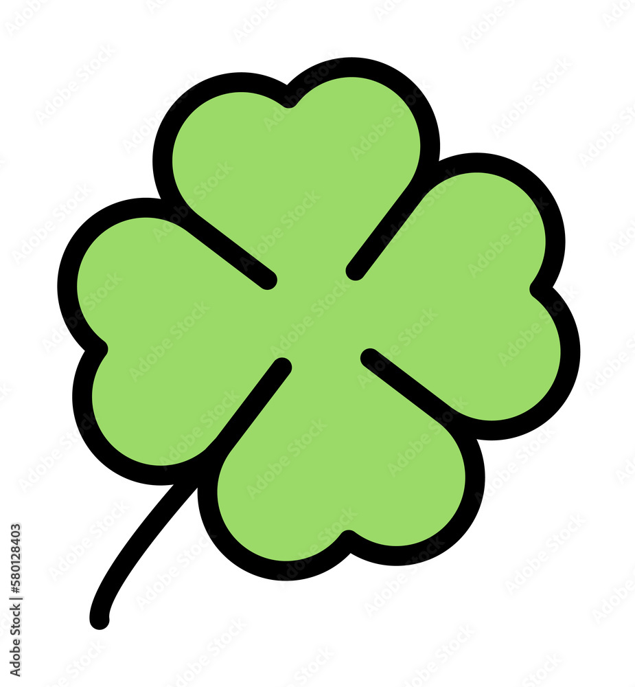 Poster leaf quatrefoil outline color icon. simple outline color elements of religious holiday for ui and ux