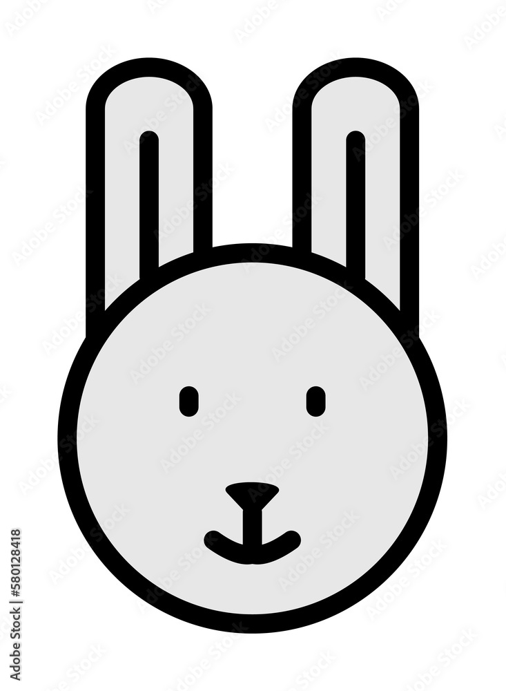 Poster rabbit animal outline color icon. simple outline color elements of religious holiday for ui and ux, 