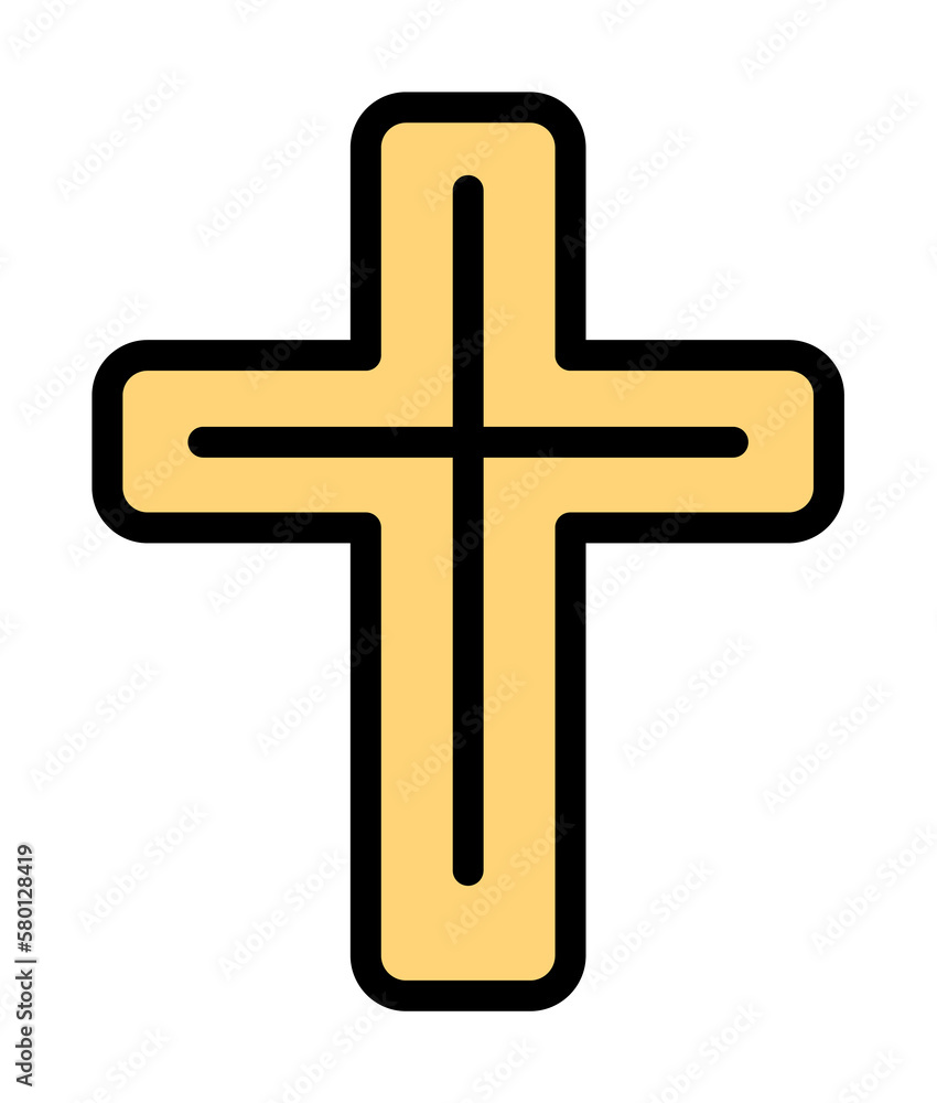 Aufkleber cross christianity outline color icon. simple outline color elements of religious holiday for ui and