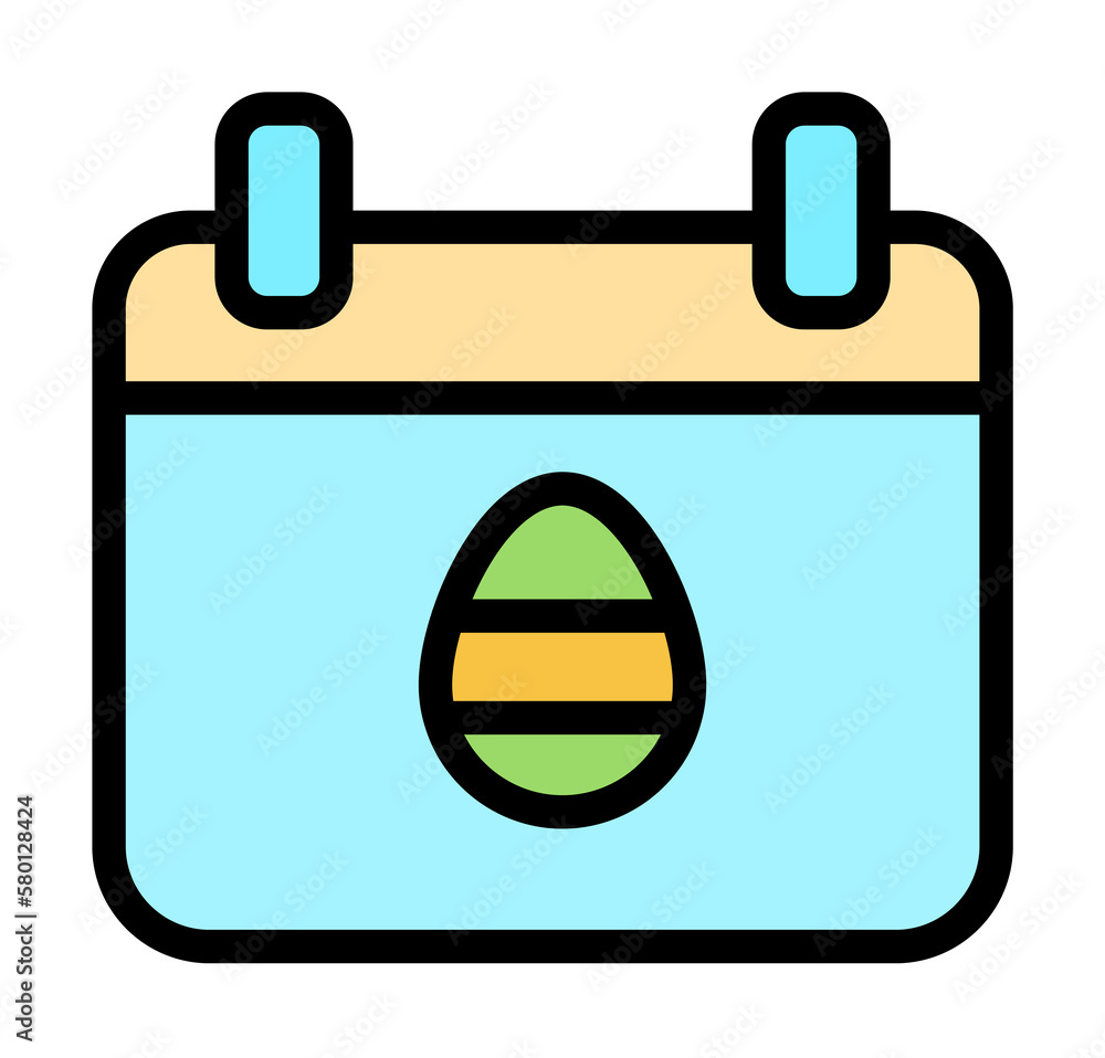 Poster calendar egg easter outline color icon. simple outline color elements of religious holiday for ui an