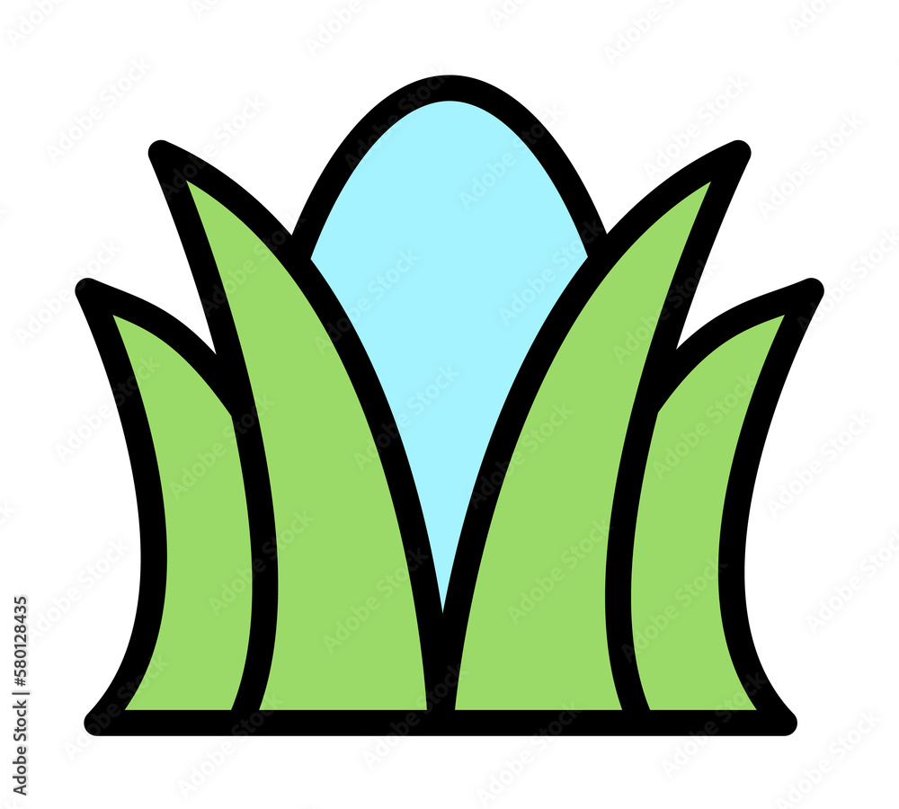 Poster grass egg outline color icon. simple outline color elements of religious holiday for ui and ux, webs