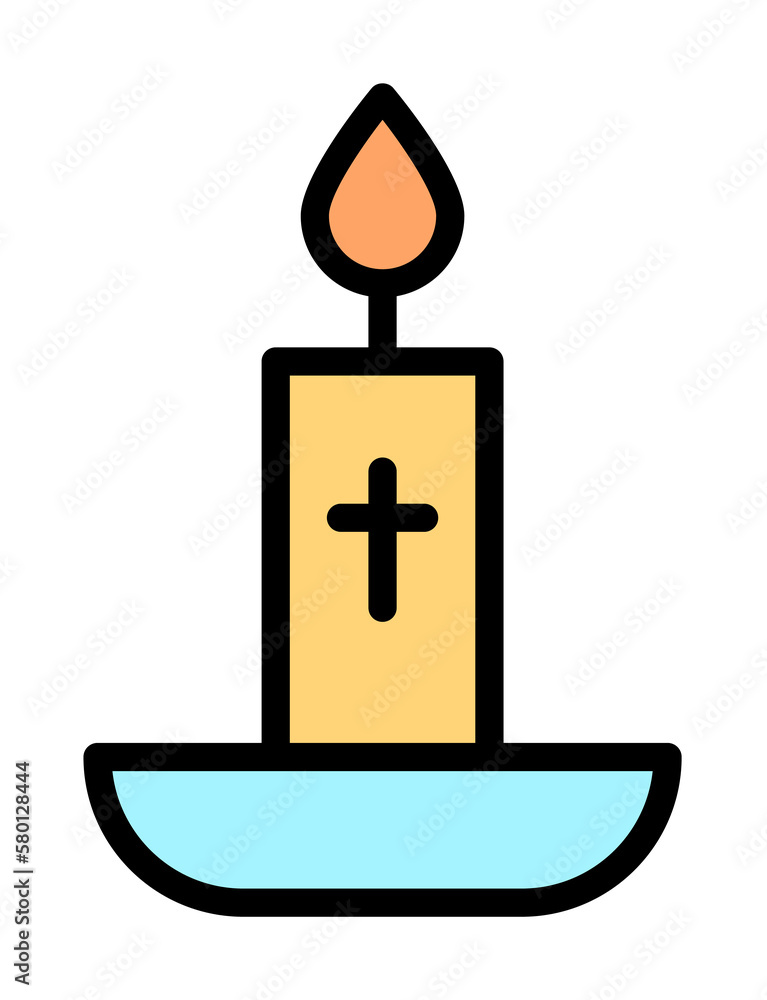 Aufkleber candle cross outline color icon. simple outline color elements of religious holiday for ui and ux, w