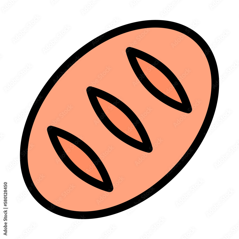 Poster bread bakery outline color icon. simple outline color elements of religious holiday for ui and ux, w