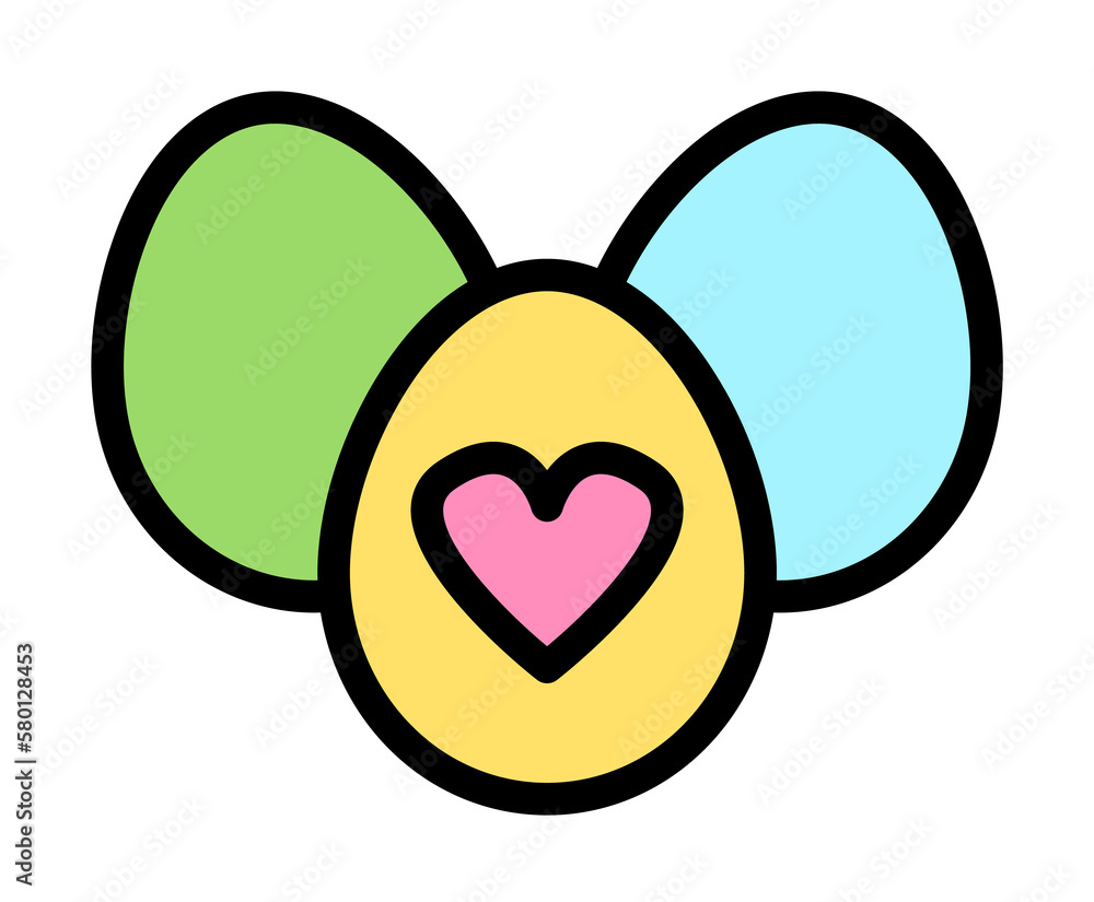 Poster egg easter outline color icon. simple outline color elements of religious holiday for ui and ux, web
