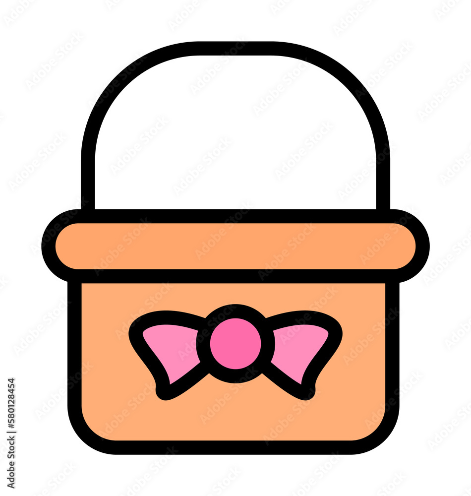Aufkleber basket bow outline color icon. simple outline color elements of religious holiday for ui and ux, web