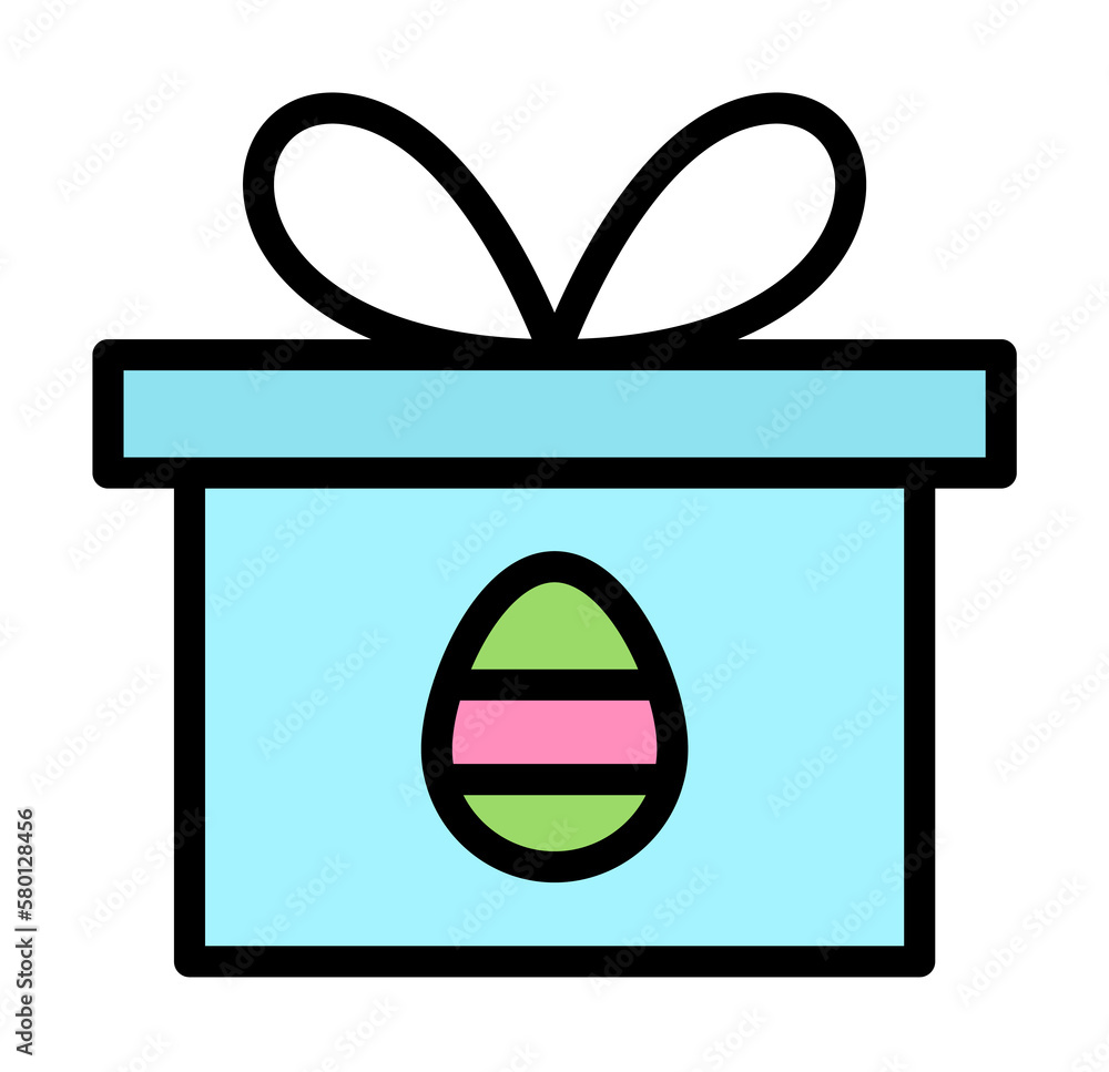 Poster gift egg outline color icon. simple outline color elements of religious holiday for ui and ux, websi