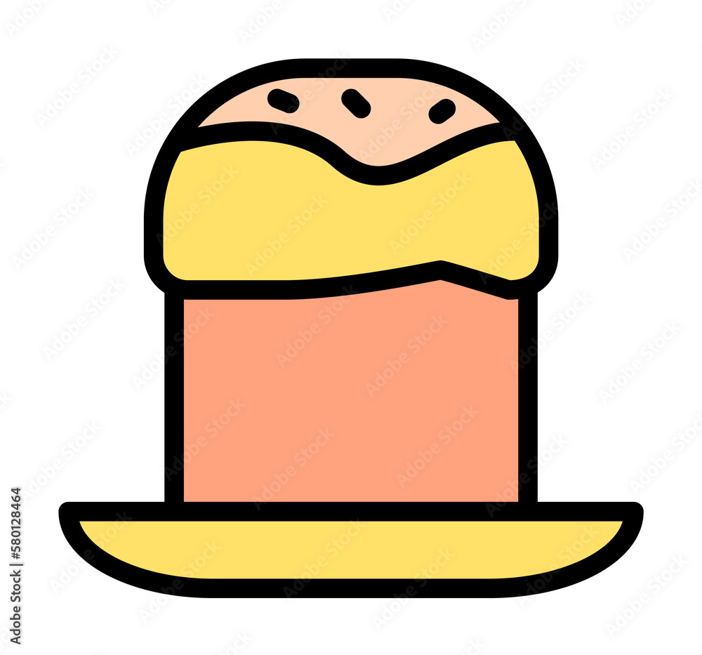 Poster easter cake plate outline color icon. simple outline color elements of religious holiday for ui and 