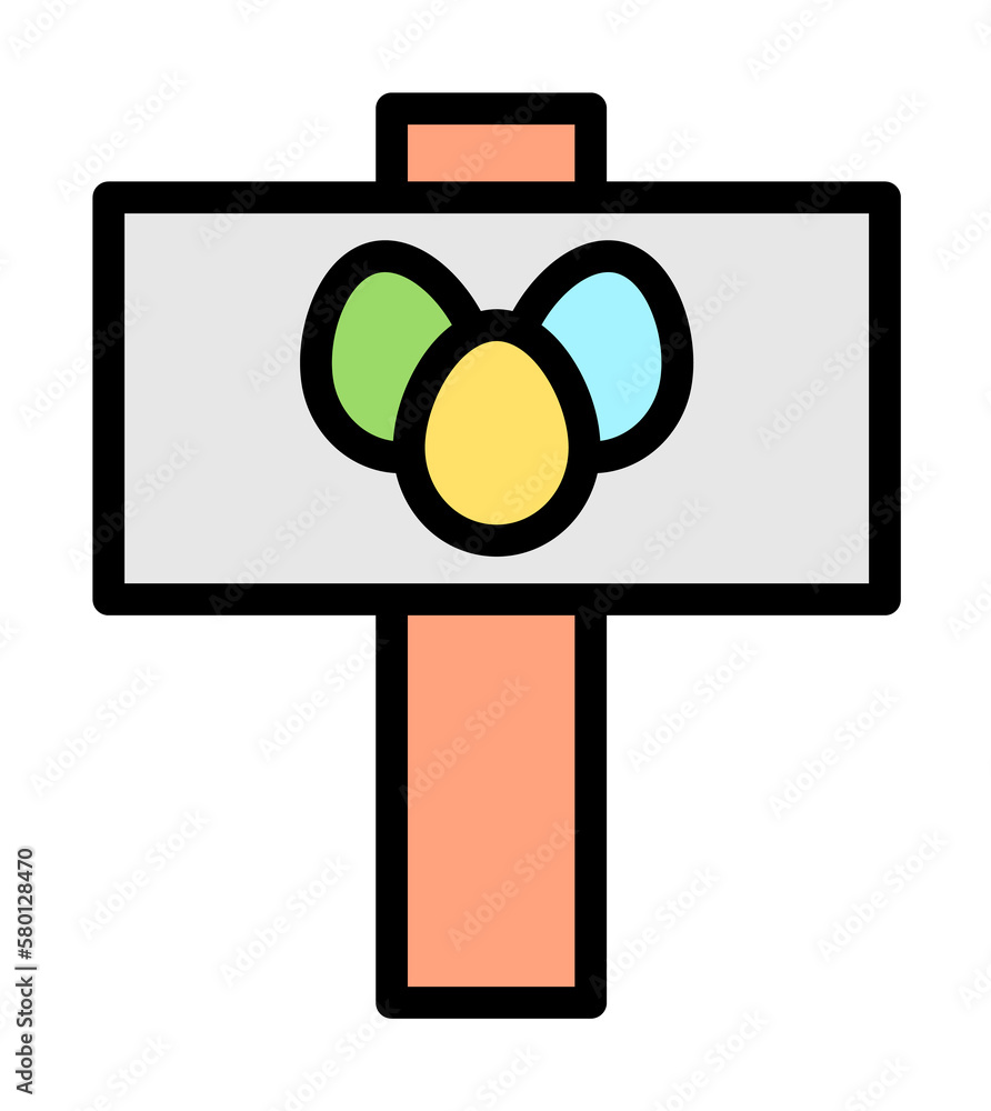 Poster sign egg pointer outline color icon. simple outline color elements of religious holiday for ui and u