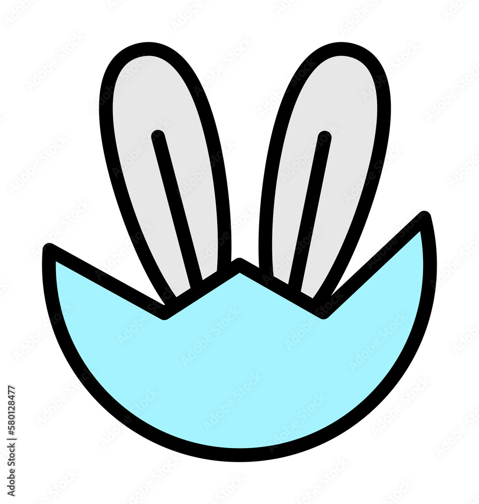 Aufkleber rabbit egg ear outline color icon. simple outline color elements of religious holiday for ui and ux,