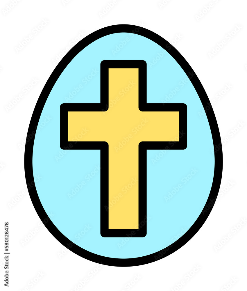 Poster egg easter outline color icon. simple outline color elements of religious holiday for ui and ux, web