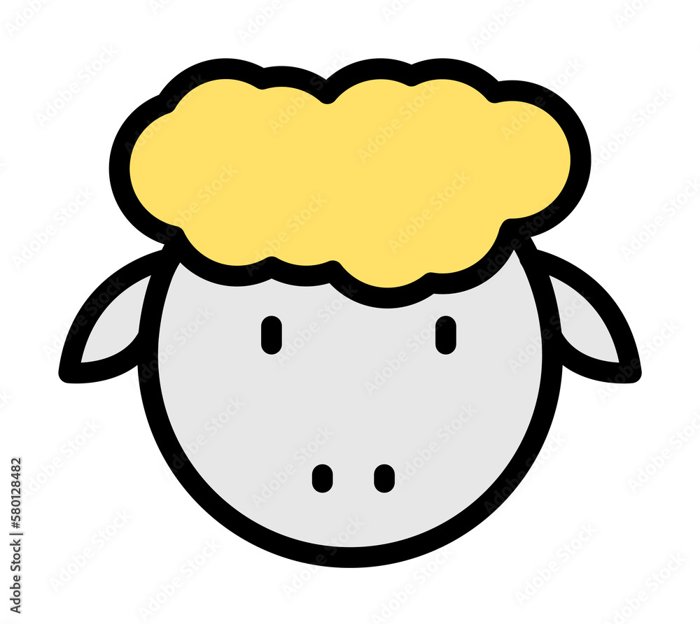 Poster sheep animal outline color icon. simple outline color elements of religious holiday for ui and ux, w