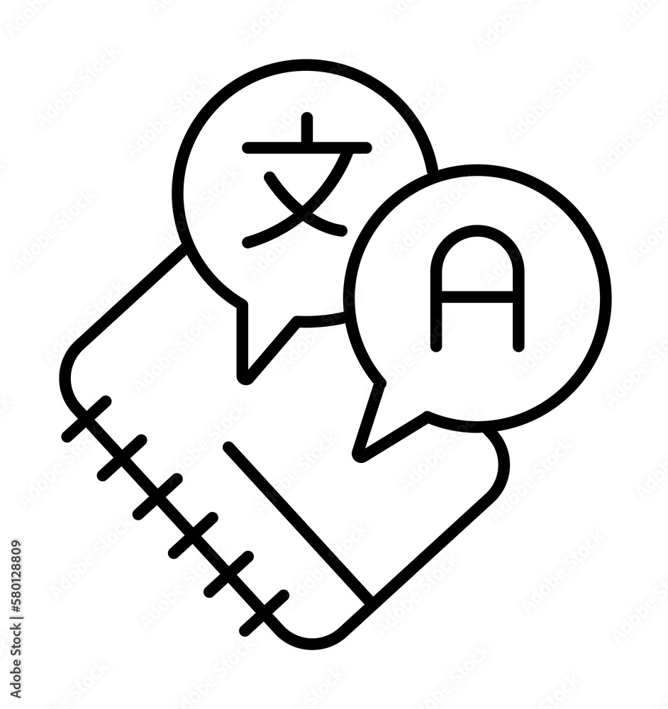Poster education multilingual language icon. simple line, outline of e-learning system icons for ui and ux,