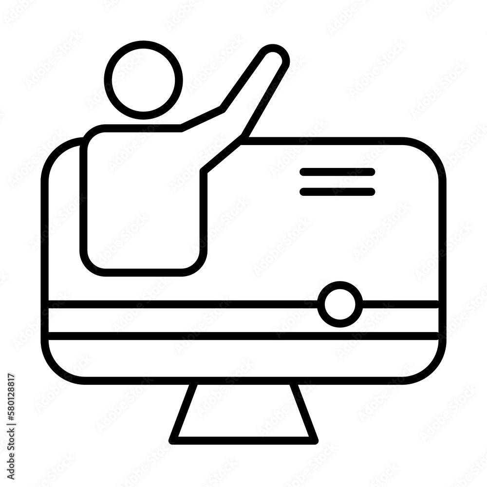 Poster education lecture tutorial video icon. simple line, outline of e-learning system icons for ui and ux