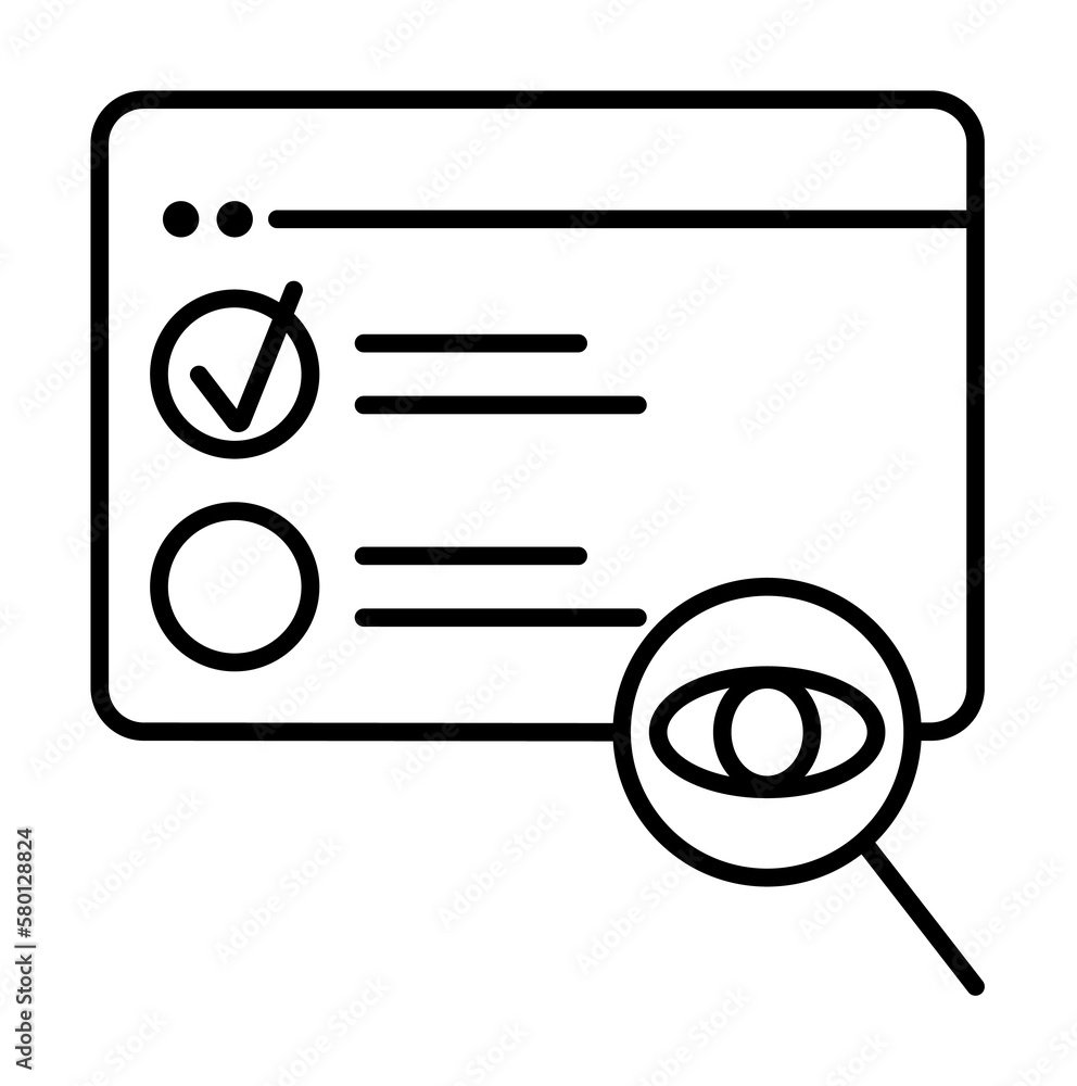Aufkleber check correction eye education icon. simple line, outline of e-learning system icons for ui and ux, 