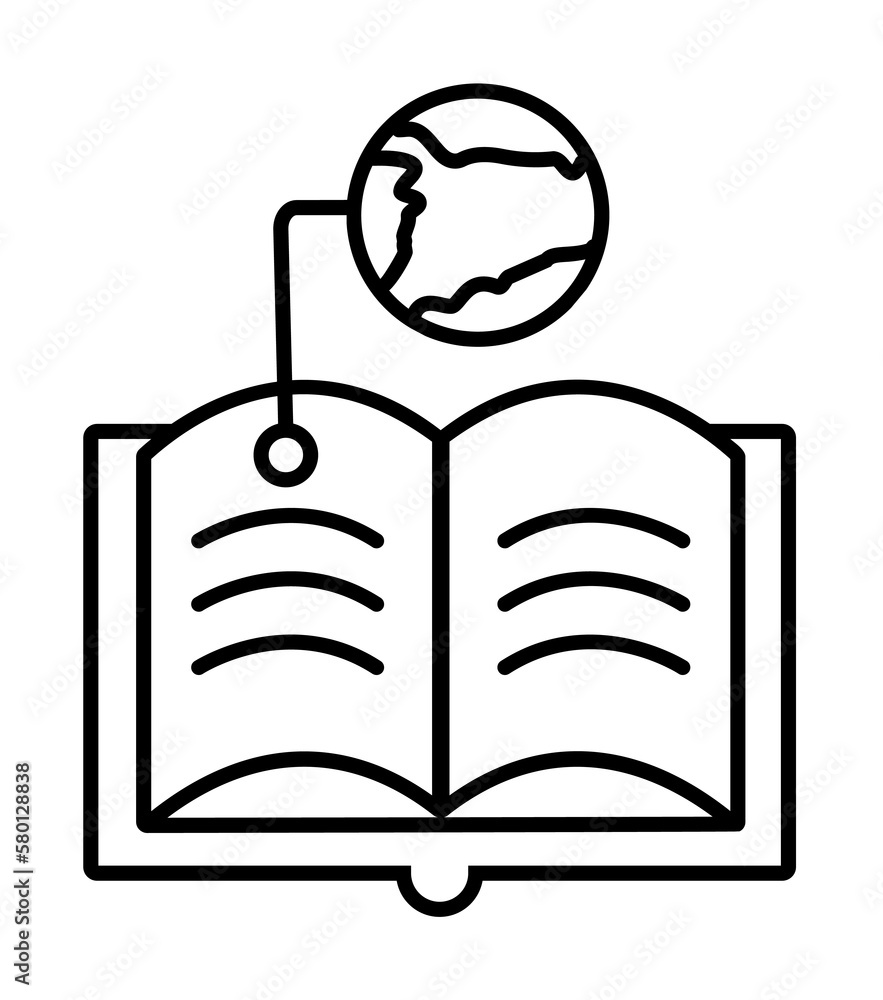 Poster access book flexible globe icon. simple line, outline of e-learning system icons for ui and ux, webs