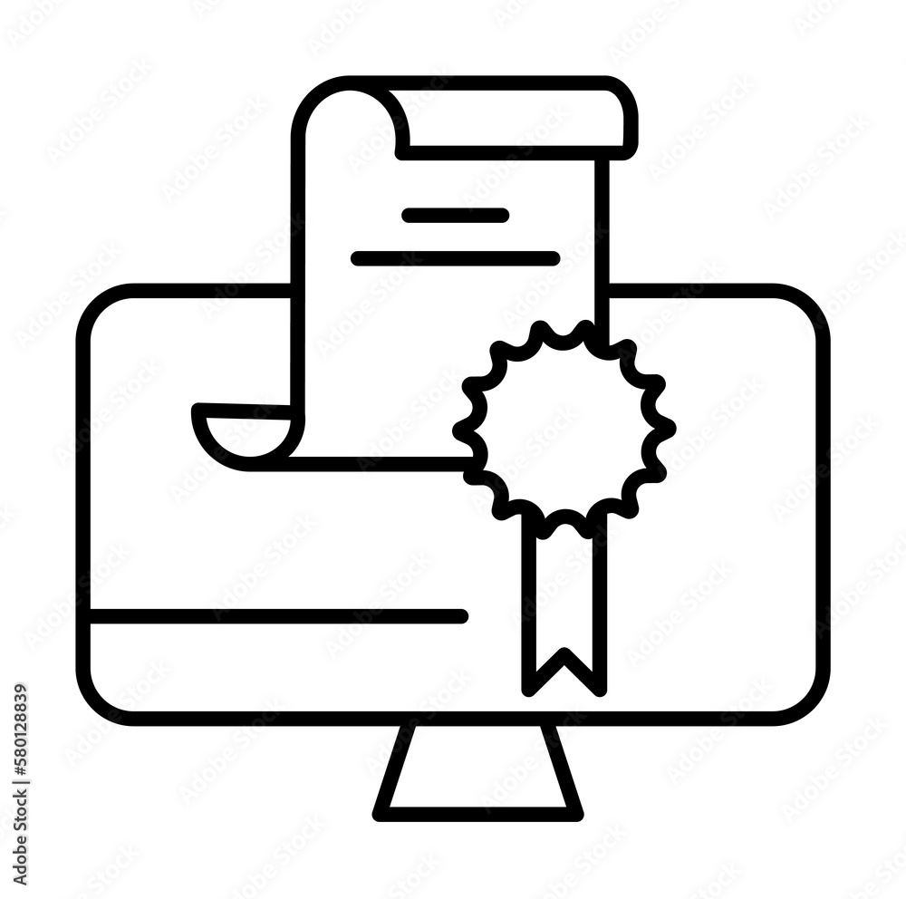 Poster education certificate tutorial icon. simple line, outline of e-learning system icons for ui and ux, 