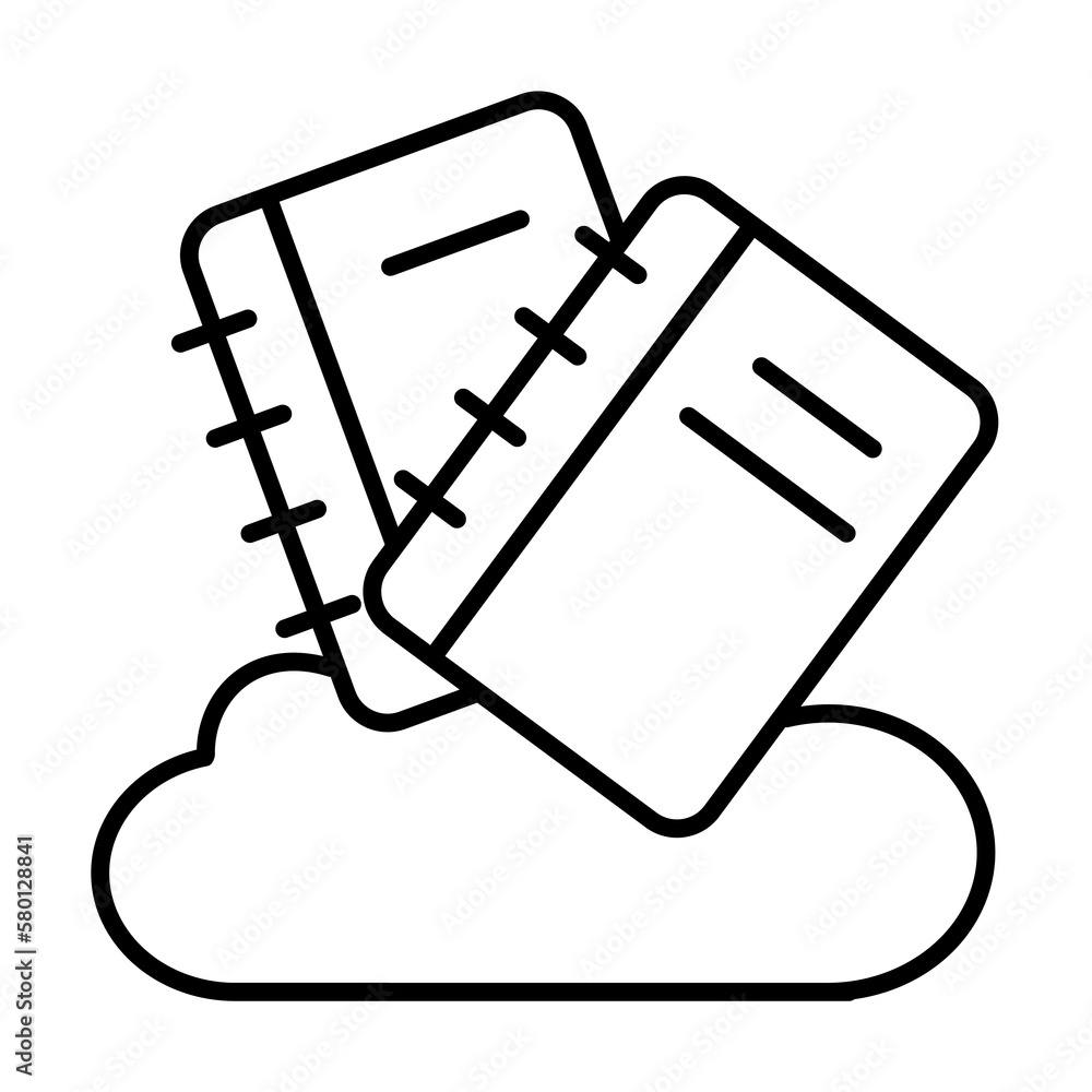 Poster book cloud library online icon. simple line, outline of e-learning system icons for ui and ux, websi