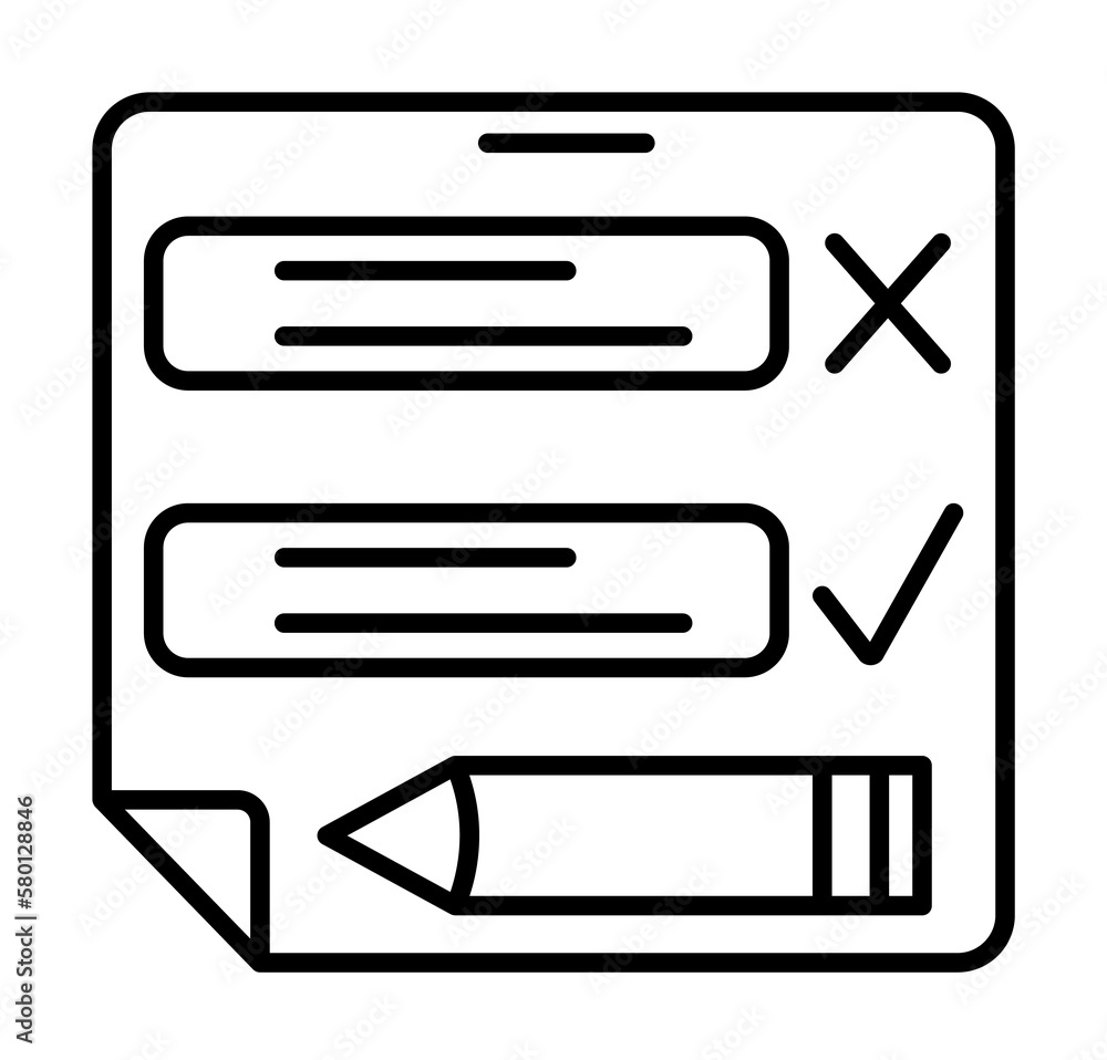 Aufkleber education exam pencil report icon. simple line, outline of e-learning system icons for ui and ux, we