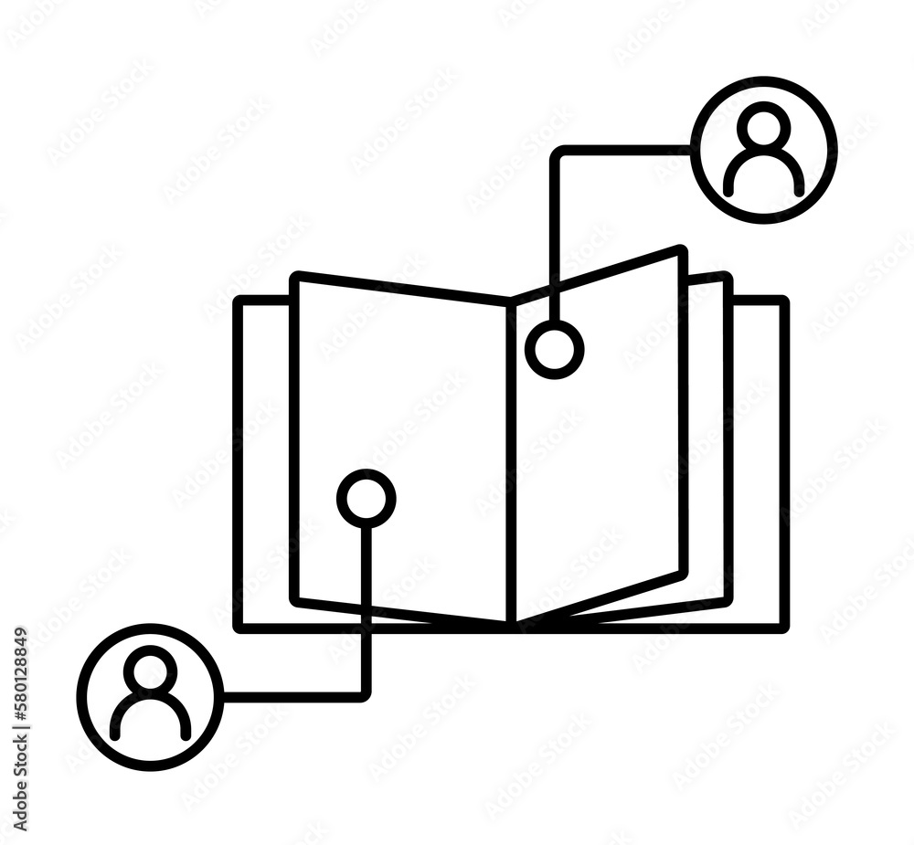 Poster book partner learn user icon. simple line, outline of e-learning system icons for ui and ux, website
