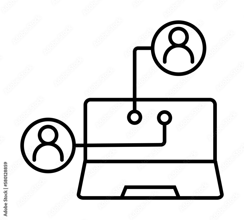 Poster user laptop education partner icon. simple line, outline of e-learning system icons for ui and ux, w