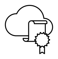 Certificate cloud education icon. Simple line, outline of e-learning system icons for ui and ux, website or mobile application on white background