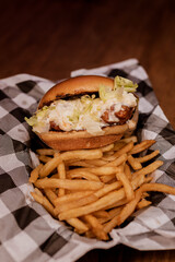 Burger - Chicken sandwich with cheese, salad and mayonnaise